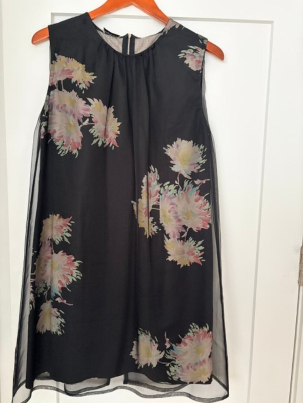 Dries Van Noten Black Cotton Woven Lace Overlay Sleeveless Shift Dress 42